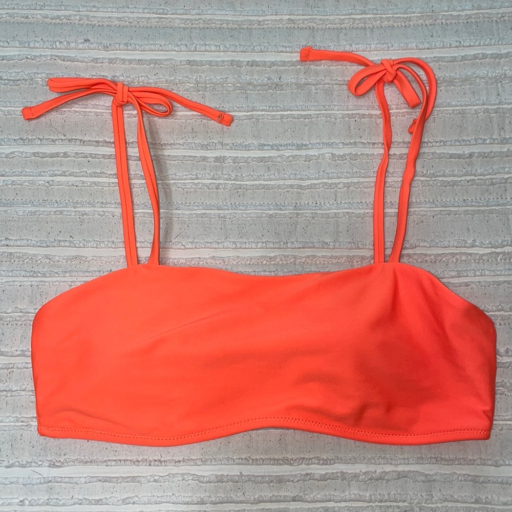Neon Orange Tie Strap Bikini Top